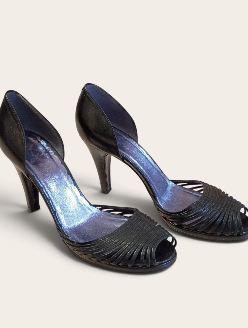 Marc Jacobs Black Peep-Toe Strappy High Heels